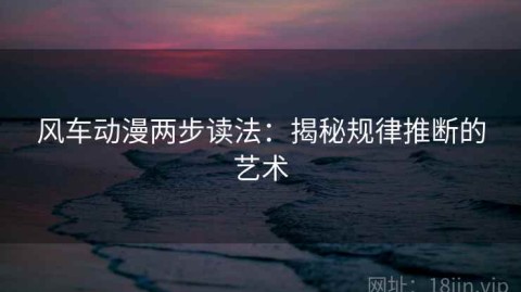 风车动漫两步读法：揭秘规律推断的艺术