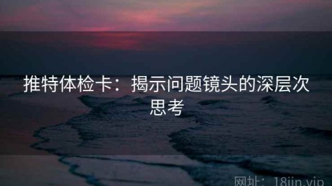 推特体检卡：揭示问题镜头的深层次思考
