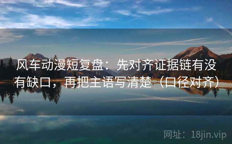 风车动漫短复盘：先对齐证据链有没有缺口，再把主语写清楚（口径对齐）